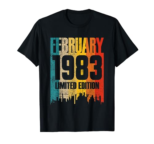 Febrero 1983 Años Cumpleaños 40 Edición Limitada Retro Camiseta