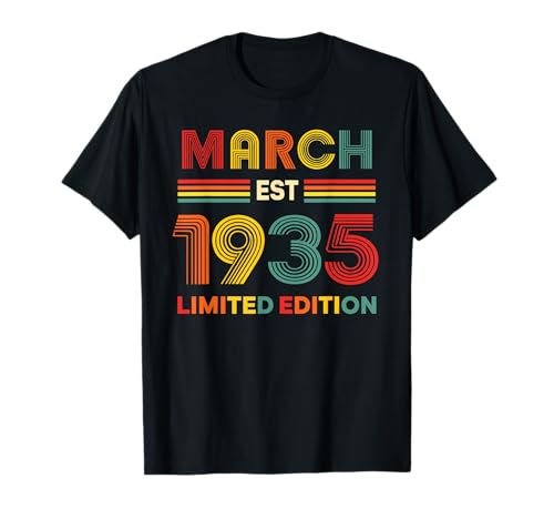 Marzo EST 1935 Cumpleaños Edición Limitada 91 Años 91 Camiseta