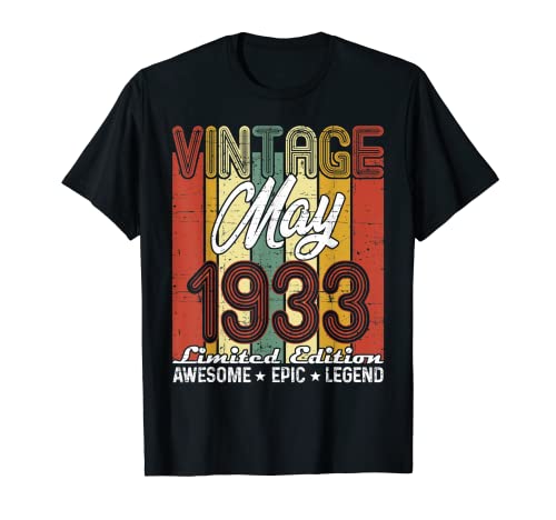 Edición Limitada Mayo 1933 88 Cumpleaños Vintage Camiseta
