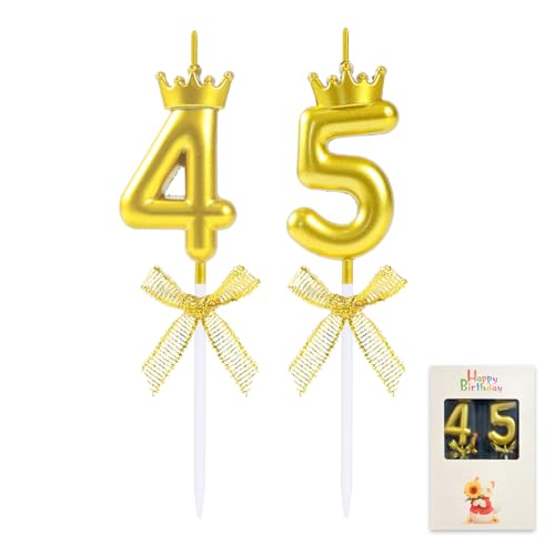 EAKE Velas de cumpleaños número 45 y 54, decoración para tarta con corona para cumpleaños...