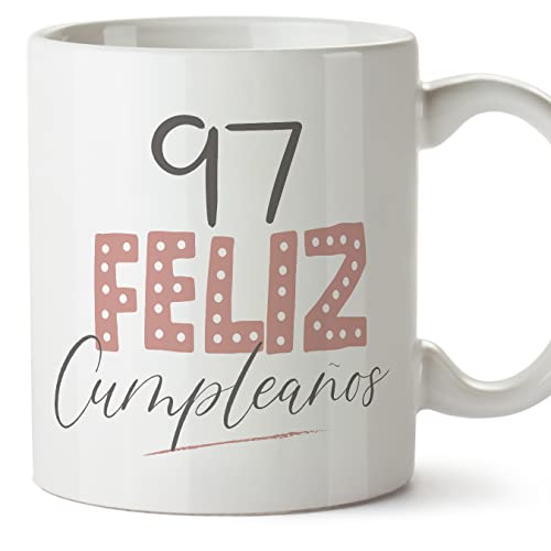 MUGFFINS Tazas 97 Cumpleaños - En Español - ¡Feliz Cumpleaños! Rosa - 11 oz / 330 ml - Regalo...