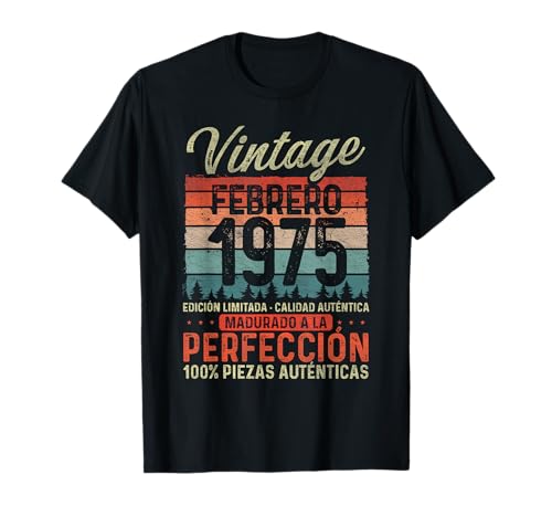 Febrero 1975 Vintage Regalo 50 Años Cumpleaños Hombre Camiseta