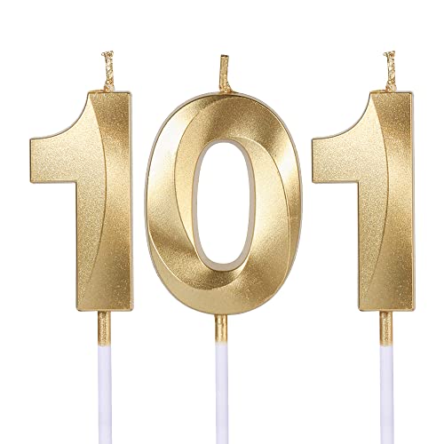 Velas doradas de cumpleaños número 101 para pasteles, decoración de fiesta de cumpleaños,...