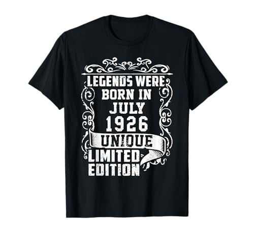 Cumpleaños Julio 1926 Edición Limitada Regalo Legend July Camiseta