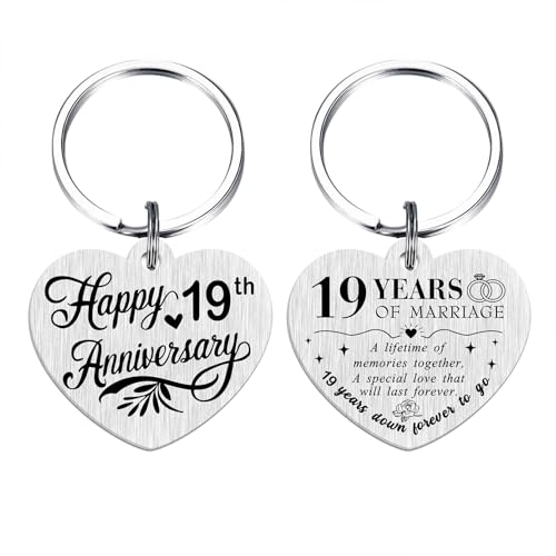 Tangvo Llavero de aniversario 19 – Regalos de aniversario de boda de 19 años, Llavero de 19...