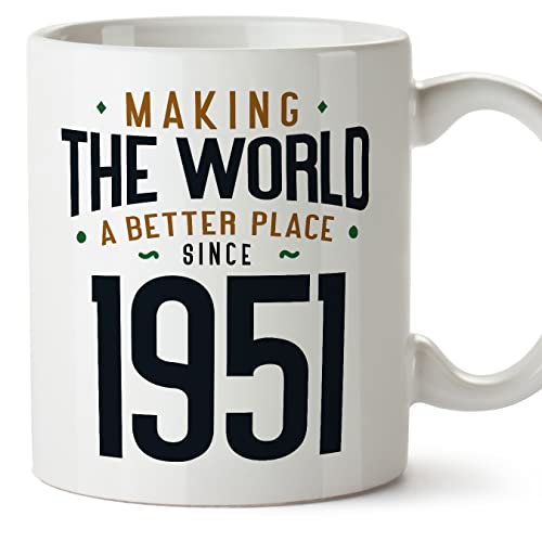 MUGFFINS Tazas 1951 Cumpleaños - En Inglés - Making the World a Better Place - 11 oz / 330 ml -...