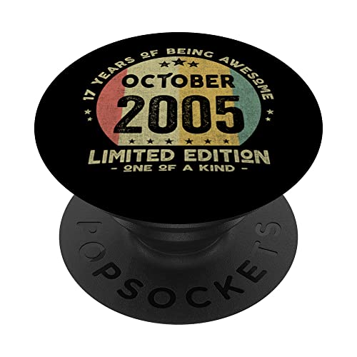 Regalo 17 años Cumpleaños Chico Chica - Octubre 2005 PopSockets PopGrip Intercambiable