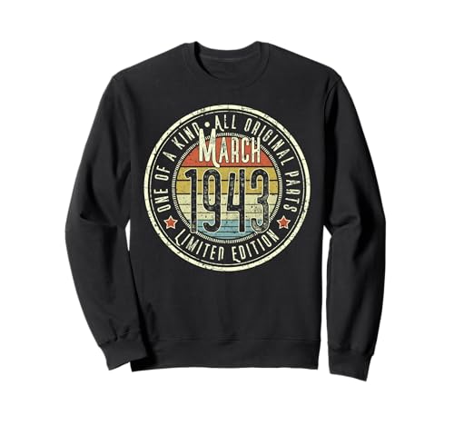 82 Cumpleaños Vintage Marzo 1943 Retro Edición Limitada Sudadera