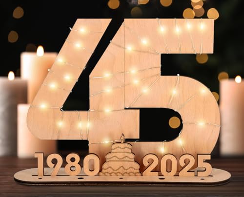 Giftota 2025 Original 45º Regalo de Cumpleaños Mujeres y Hombres - Libro de Visitas de Madera con...