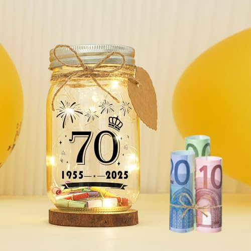 Seutgjie Regalos Originales de 70 Cumpleaños Decoracion 70 Cumpleaños Mujer Hombre 1955 a 2025 Luz...