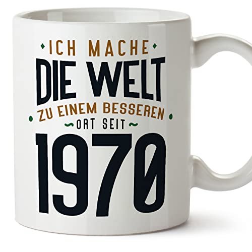 MUGFFINS Tazas 1970 Cumpleaños - En Alemán - Ich Mache Die Welt zu Einem Besseren - 11 oz / 330 ml...