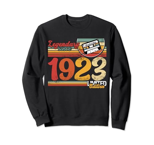 Vintage 1923 Legendario desde 1923 Casete de cumpleaños Sudadera