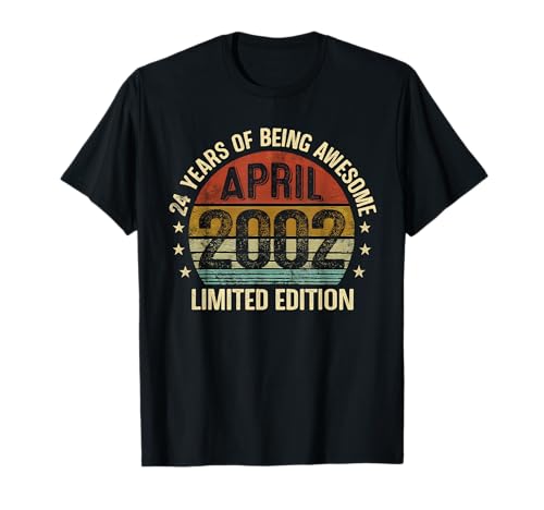 (En la Parte Trasera) Abril Cumpleaños 2002 Edición Limitada Vintage 24th Camiseta