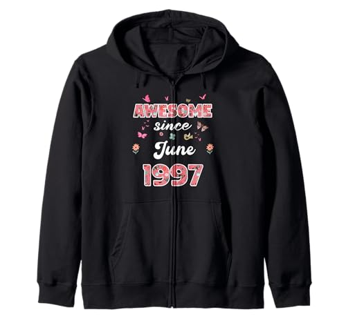 Impresionante Desde Junio 1997 Flores 1997 Junio Cumpleaños Sudadera con Capucha