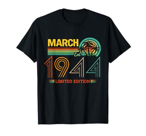 Cumpleaños Retro de Marzo de 1944, edición Limitada, Vintage, 82 Camiseta