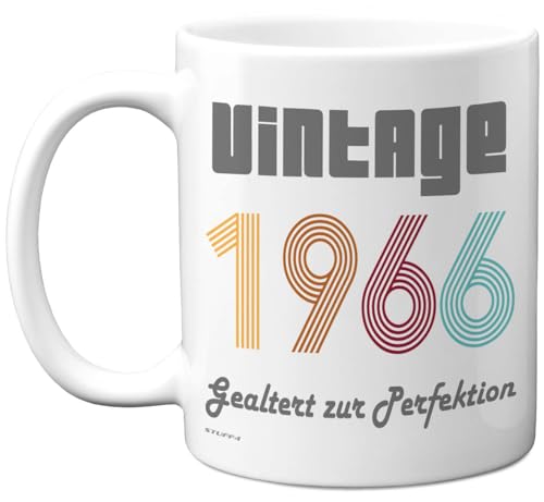 Taza de cerámica de 325 ml, apta para lavavajillas, diseño vintage de 1966