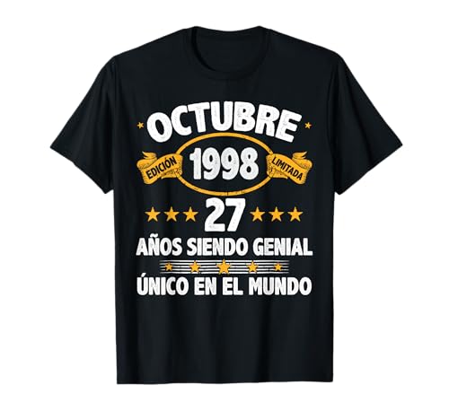 Octubre 1998 27 Años Hombre Cumpleaños Regalo Octubre 1998 Camiseta