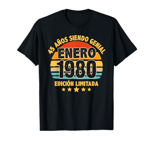 Enero 1980 45 Años Hombre Cumpleaños Regalo Enero 1980 Camiseta