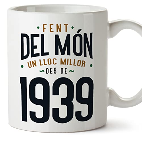 MUGFFINS Tazas 1939 Cumpleaños - En Catalán - Fent del Món un Lloc Millor - 11 oz / 330 ml -...