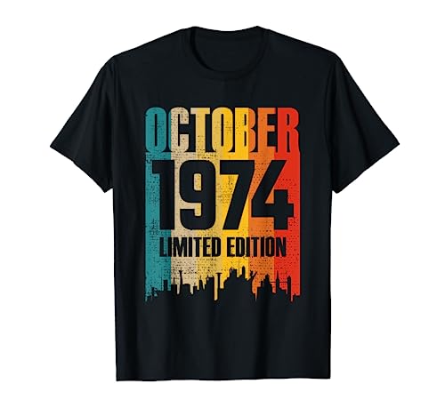 Octubre 1974 49 Años Cumpleaños Edición Limitada Retro Camiseta