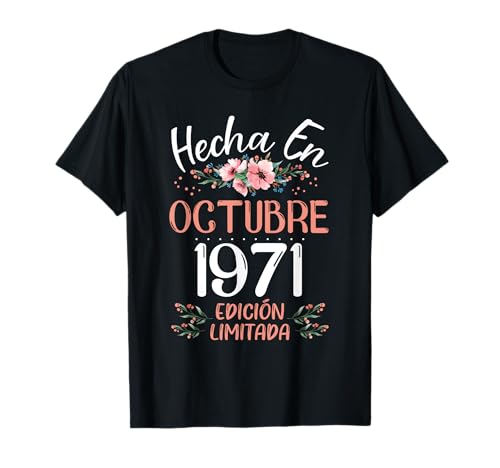 Hecha En Octubre 1971 Mujer Regalo 54 Años Cumpleaños Camiseta