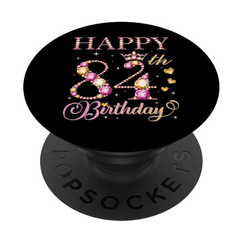 Feliz 84 cumpleaños 84 años Hombres Mujeres Fiesta de cumpleaños PopSockets PopGrip Adhesivo