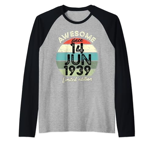 14 de junio de 1939 85 cumpleaños 85 años 2024 Cumpleaños Camiseta Manga Raglan
