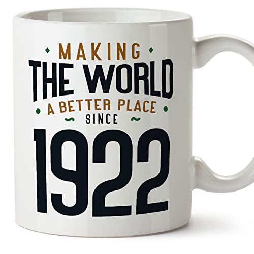 MUGFFINS Tazas 1922 Cumpleaños - En Inglés - Making the World a Better Place - 11 oz / 330 ml -...