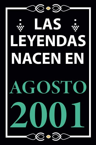 Las leyendas nacen en Agosto 2001: Regalo de cumpleaños perfecto para hombre y mujer de 20 años I...