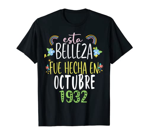 Hecha En octubre 1932 Mujer Regalo 90 años Cumpleaños Camiseta