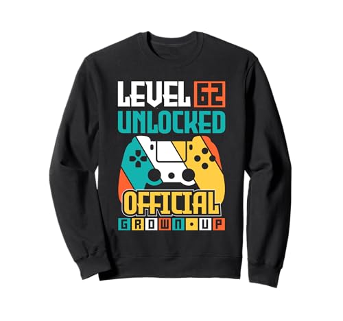 Vintage 62 cumpleaños gamer 62 años regalos 62 cumpleaños Sudadera