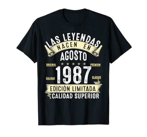 39 Años Cumpleaños Hombre Las Leyendas nacen en Agosto 1987 Camiseta