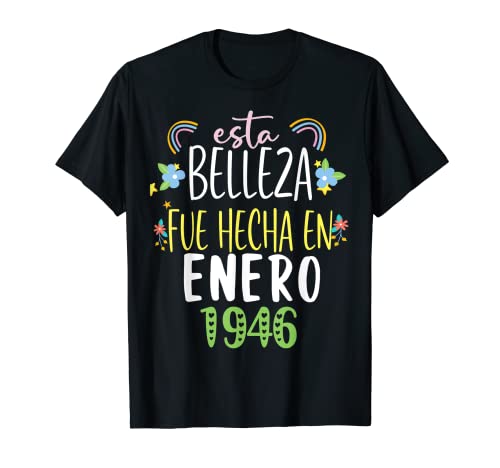 Hecha En enero 1946 Mujer Regalo 76 años Cumpleaños Camiseta