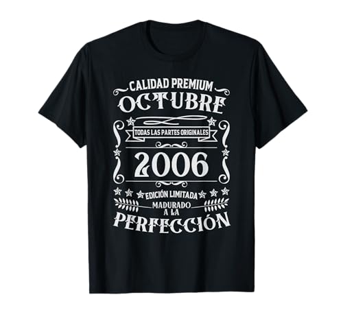 19 cumpleaños Nacido en Octubre de 2006 Vintage 19 años Camiseta