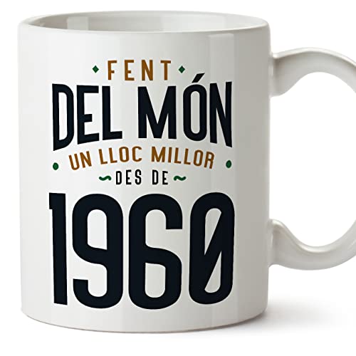MUGFFINS Tazas 1960 Cumpleaños - En Catalán - Fent del Món un Lloc Millor - 11 oz / 330 ml -...