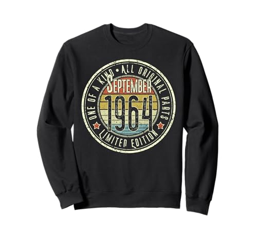 61 cumpleaños Vintage septiembre 1964 Retro Edición Limitada Sudadera
