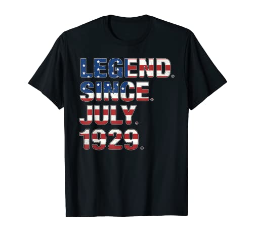 Leyenda del 93 cumpleaños desde julio de 1929 Bandera de Estados Unidos 93 años Camiseta