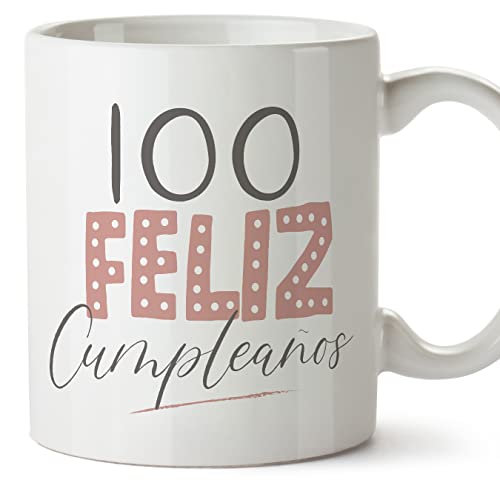 MUGFFINS Tazas 100 Cumpleaños - En Español - ¡Feliz Cumpleaños! Rosa - 11 oz / 330 ml - Regalo...