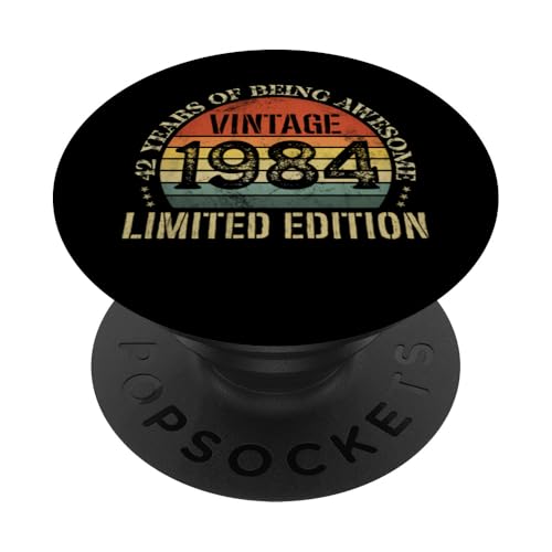 Vintage 1984 Edición Limitada 42º Cumpleaños 42 Años PopSockets PopGrip Adhesivo