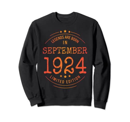 Cumpleaños Septiembre 1924 Edición Limitada Regalo Vintage Sudadera
