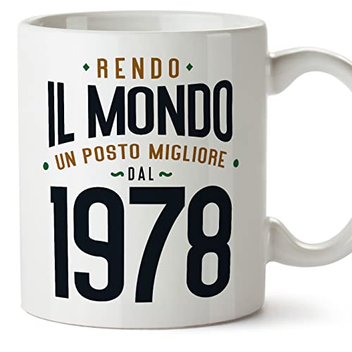 MUGFFINS Tazas 1978 Cumpleaños - En Italiano - Rendo il Mondo un Posto Migliore - 11 oz / 330 ml -...