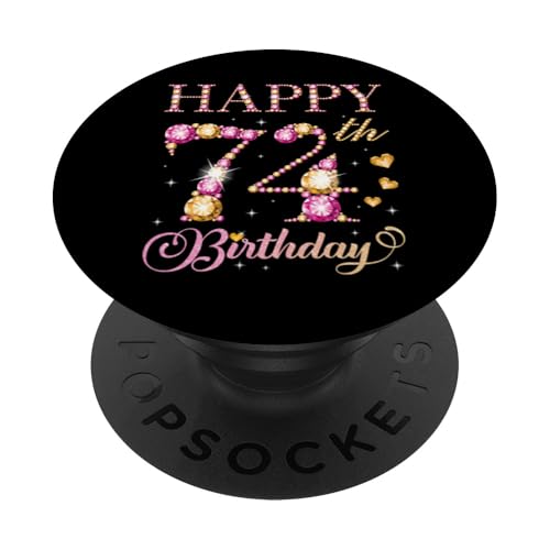 Feliz 74 cumpleaños 74 años Hombres Mujeres Fiesta de cumpleaños PopSockets PopGrip Adhesivo