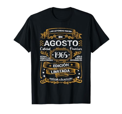 Las Leyendas Nacen Agosto 1965 Cumpleaños Hombre Mujer Camiseta