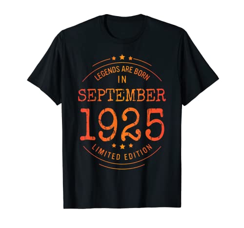 Cumpleaños Septiembre 1925 Edición Limitada Regalo Vintage Camiseta