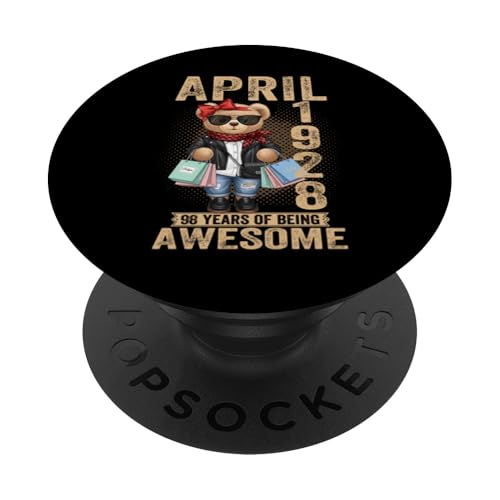 (En la Parte Trasera) Abril 98 Cumpleaños Hombres Mujeres 1928 Oso de Peluche PopSockets PopGrip...