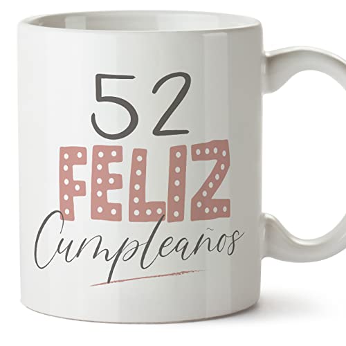 MUGFFINS Tazas 52 Cumpleaños - En Español - ¡Feliz Cumpleaños! Rosa - 11 oz / 330 ml - Regalo...