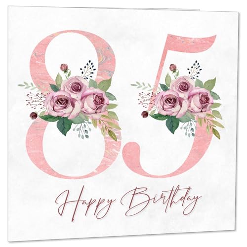 Tarjeta de cumpleaños 85 para mujer, tarjetas florales de 85 cumpleaños para mujer de 85 años,...
