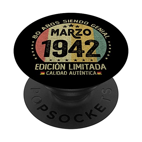 Regalo 80 años Cumpleaños Hombre Mujer - Marzo 1942 PopSockets PopGrip Intercambiable