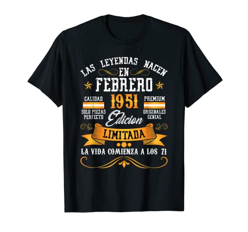 Leyendas Febrero 1951 71 Años Cumpleaños Camiseta