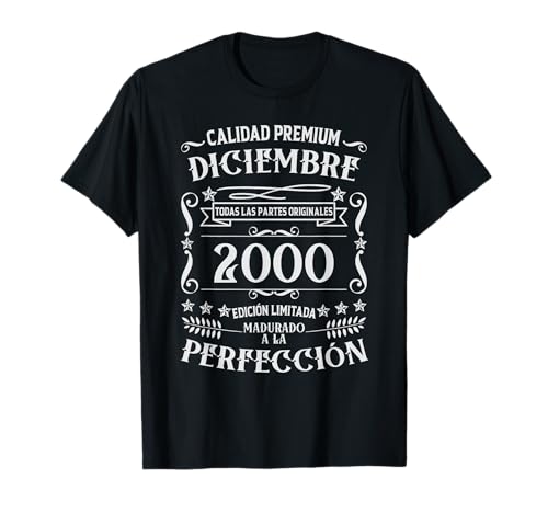 25 cumpleaños Nacido en Diciembre de 2000 Vintage 25 años Camiseta